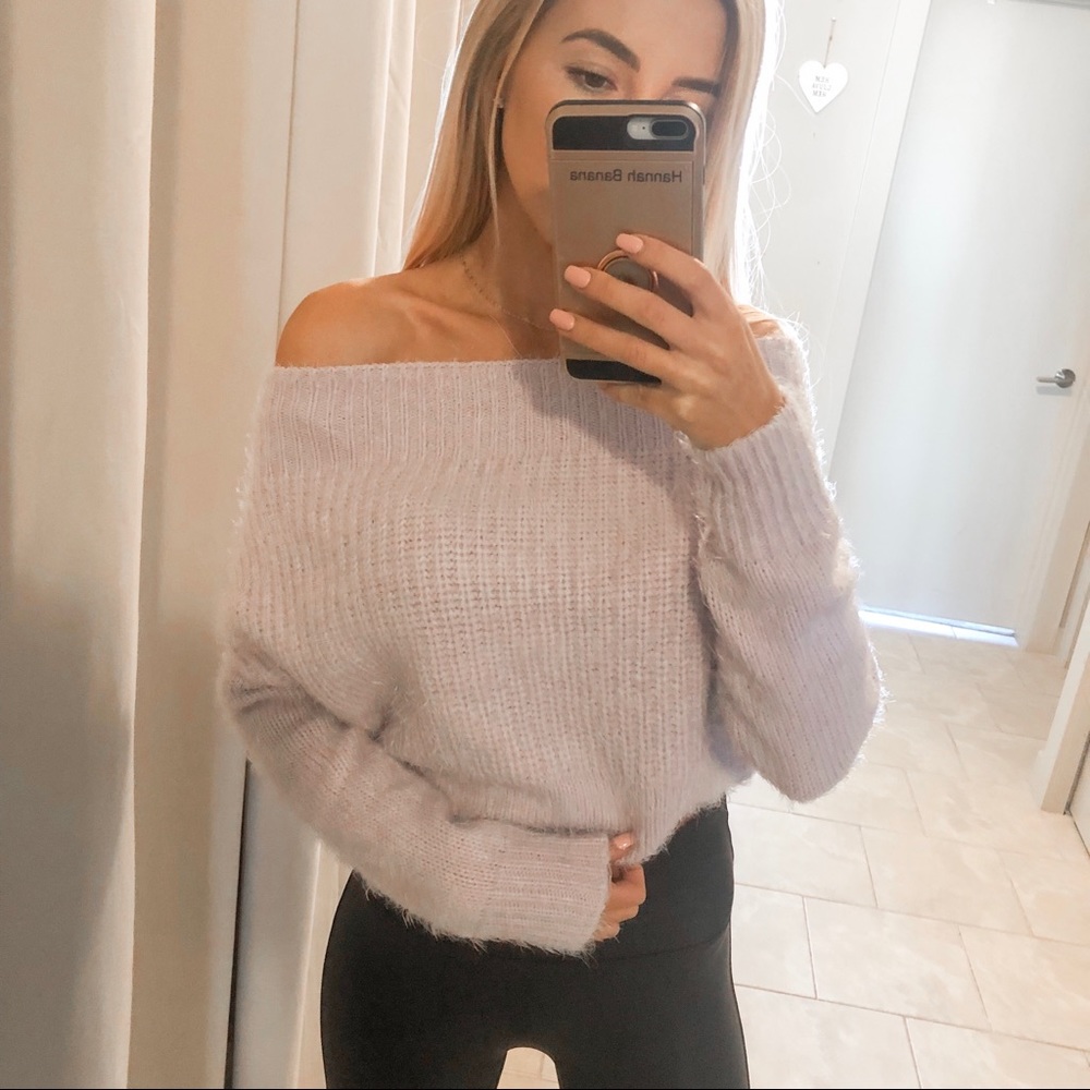 HOST PICK Purple Off The Shoulder Knit Sweater